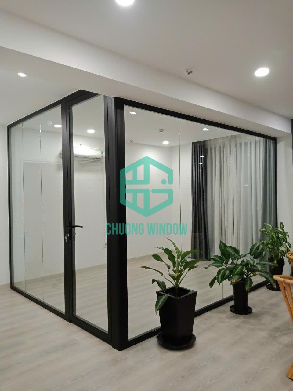 Vách kính cường lực ngăn phòng-Mẫu 02